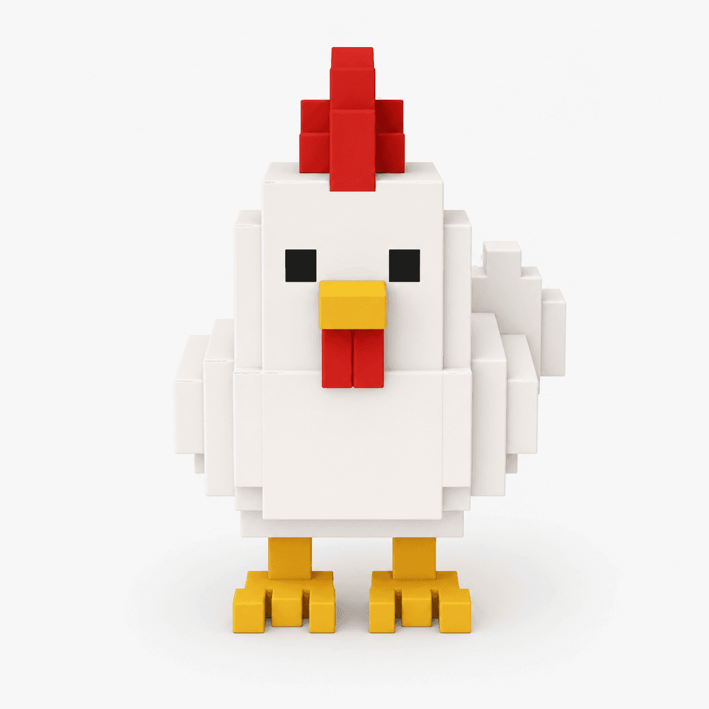 White voxel rooster Pixel Pet